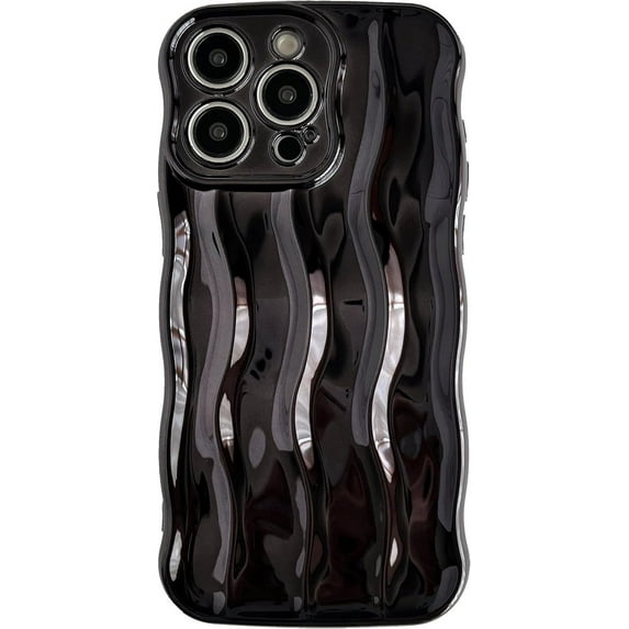 for iPhone 15 Pro Max Case,Water Ripple Pattern Curly Wave Frame Soft Compatible with iPhone Case (Light Black,iPhone 15 Pro Max)