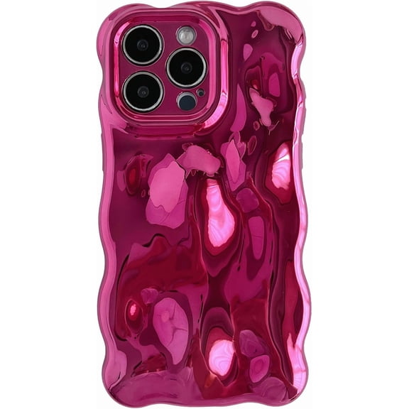 for iPhone 15 Pro Max Case,Water Ripple Wave Meteorite Bubble Chrome Plating Electroplated Candy Phone Case (Eletro Red)