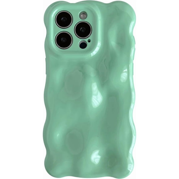 for iPhone 15 Pro Max Case,Water Ripple Wave Meteorite Bubble Chrome Plating Electroplated Candy Phone Case (Green)