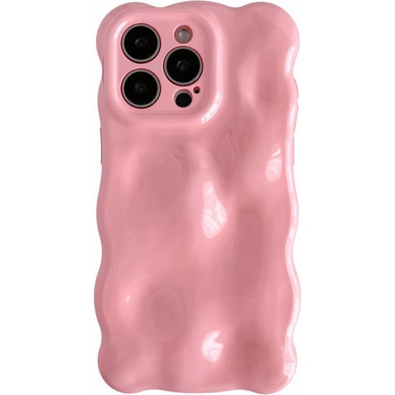for iPhone 15 Pro Max Case,Water Ripple Wave Meteorite Bubble Chrome Plating Electroplated Candy Phone Case (Pink)