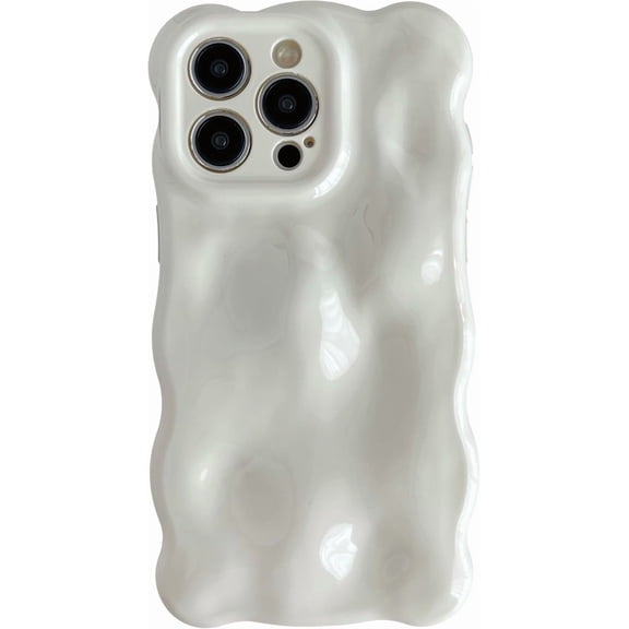 for iPhone 15 Pro Max Case,Water Ripple Wave Meteorite Bubble Chrome Plating Electroplated Candy Phone Case (White)