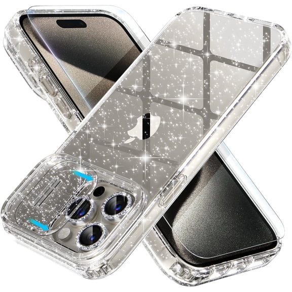 for iPhone 15 Pro Max Case, Women Cute Clear Glitter Sparkly Case,6.7-inch (Glitter Clear)