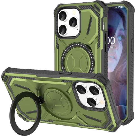 for iPhone 15 Pro Max Case with Kickstand Shockproof 15 Pro Max Protective Cover for 15 Pro Max 2023 6.7inch - Green