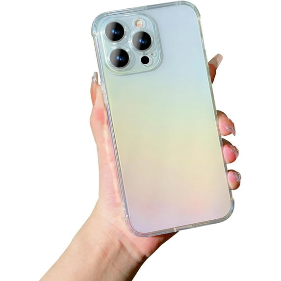 for iPhone 15 Pro Max Phone Case,Transparent Iridescent Gradient Laser Case,Full Camera Shockproof Protection Case for iPhone 15 Pro Max 6.7 Inch