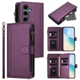 thumbnail image 1 of for iPhone 15 Pro Max Phone Case Wallet Protective Case leather Cover with magnetic closed cVioletit card slot shockproof protection phone case, 1 of 7