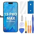 thumbnail image 1 of for iPhone 15 Pro Max Screen Replacement 6.7 Inch, 3D Touch Full HD Display Full Repair Kit, Digitizer Assembly with Tools Set, Tempered Glass, Black, 1 of 7