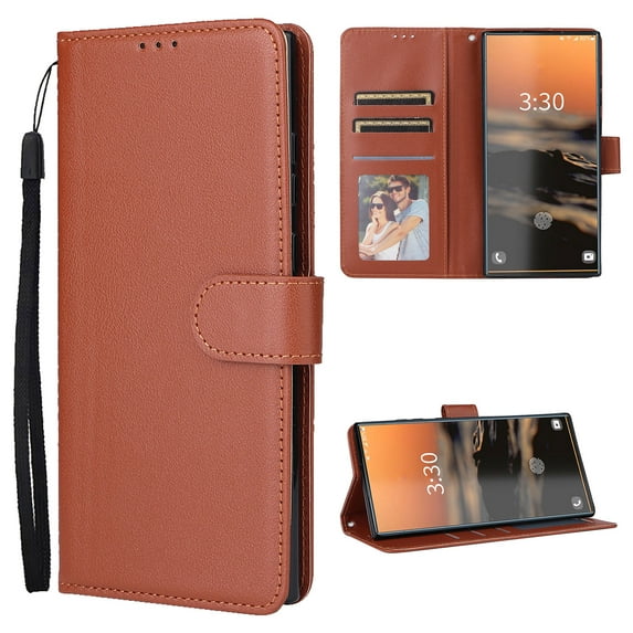 for iPhone 15 Pro PU Leather Case | Wallet Phone Case with Card Holder | Flip Folio Case/Cover with Stand | Compatible with iPhone 15 Pro,Brown
