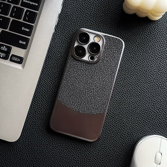 for iPhone 15 Ultra Slim Metal Back Case, Luxury Thin Fit Shockproof Drop Protective Durable Phone Case Cover for iPhone 15, Black