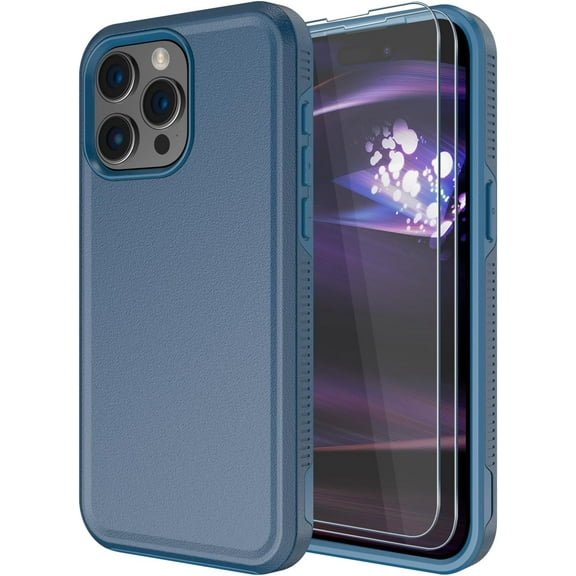 for iPhone 15 pro max Case [Tempered Glass Screen Protector] [Shockproof] [Dropproof] Heavy Duty Protection Phone Case Cover