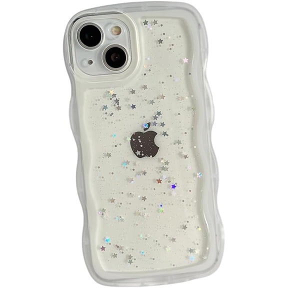 for iPhone 16 15 14 13 12 11 Pro Max Mini Xr Se 7 8 Plus Case Cute Clear Drip Glue Star Curly Wave Shockproof Soft Cover(for iPhone 11/Clear)