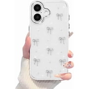 HETICA Clear Soft TPU Bling Glitter 3D Bow Design Protective Case for iPhone 16 6.1 2024