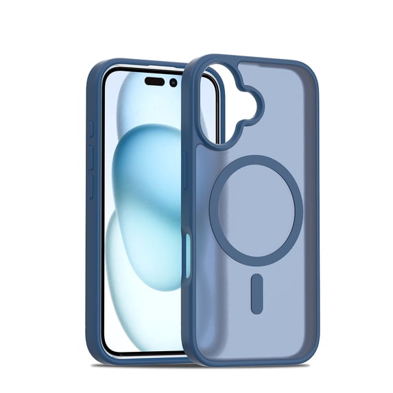 for iPhone 16 Case, Compatible with MagSafe, Translucent Matte Shockproof Anti-Slip Anti-Fingerprint Pocket-Friendly Phone Case Cover - Black