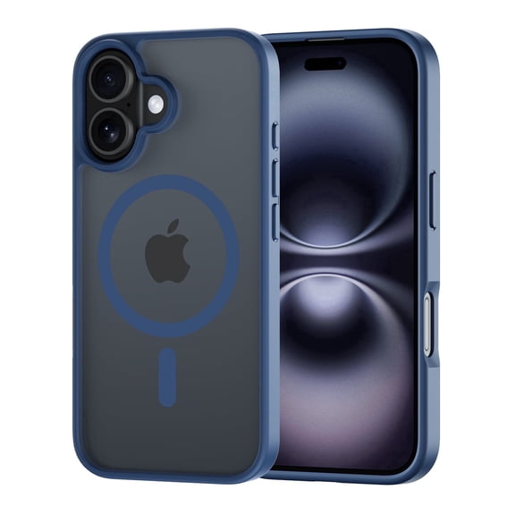 for iPhone 16 Case, Compatible with MagSafe, Translucent Matte Shockproof Anti-Slip Anti-Fingerprint Pocket-Friendly Phone Case Cover - Black