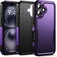 thumbnail image 1 of for iPhone 16 Case, [Shockproof] Military Grade Proof Protection [Dropproof] Rugged Protective Heavy Duty Phone Case Cover for iPhone 16 (Purple), 1 of 14