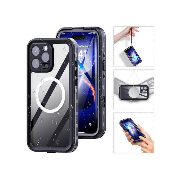 for iPhone 16 Case Waterproof, Compatible with Magsafe Magnetic Protective Case, Shockproof Dustproof Phone Cover with Screen Protector