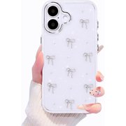 HETICA Bling Glitter 3D Bow Clear Soft Sparkly Protective TPU Case for iPhone 16 Plus 6.7" (2024)