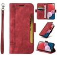 thumbnail image 1 of for iPhone 16 Plus Wallet Case,PU Leather Magnetic Flip Strap Wrist Phone Cover with RFID Block Card Holder for iPhone 16 Plus,Red, 1 of 8