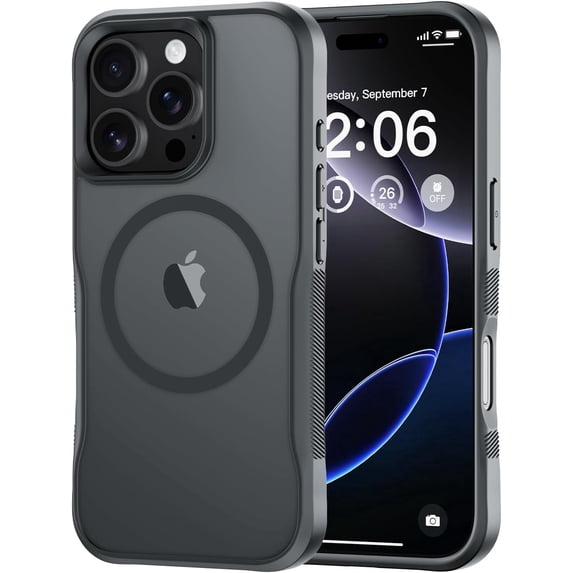 Compatible for iPhone 16 Pro Case, with Magnetic, Translucent Matte Shockproof Anti-Slip Anti-Fingerprint Pocket-Friendly Phone Case Cover - Gray