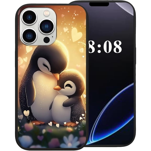 for iPhone 16 Pro Max Case,Black TPU Soft Silicone Shockproof Protection Cover Phone Case for iPhone 16 Pro Max 6.9"，Cute Penguin