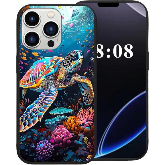for iPhone 16 Pro Max Case,Black TPU Soft Silicone Shockproof Protection Cover Phone Case for iPhone 16 Pro Max 6.9"，Sea Turtles
