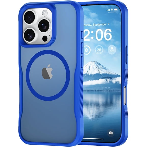 for iPhone 16 Pro Max Case, Compatible with MagSafe, Translucent Matte Shockproof Anti-Slip Anti-Fingerprint Pocket-Friendly Phone Case Cover - Blue