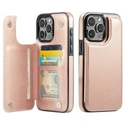 for iPhone 16 Pro Max Wallet Case with Card Holder, PU Faux Leather Kickstand Card Slots Case, Double Magnetic Clasp and Durable Shockproof Cover