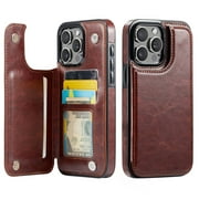 for iPhone 16 Pro Max Wallet Case with Card Holder, PU Faux Leather Kickstand Card Slots Case, Double Magnetic Clasp and Durable Shockproof Cover