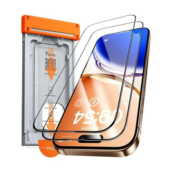 for iPhone 16 Pro Screen Protector Zero Bubble Auto-Dust Removal 9H+ Hardness Tempered Glass for Full Coverage Easy Installation 6.3-Inch 2 Pack