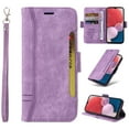 thumbnail image 1 of for iPhone 16 Pro Wallet Case,PU Leather Magnetic Flip Strap Wrist Phone Cover with RFID Block Card Holder for iPhone 16 Pro,Purple, 1 of 8