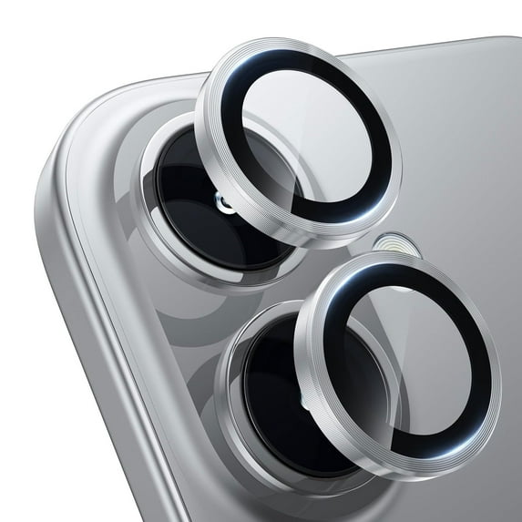for iPhone 16 Tempered Glass Camera Lens Protector, Luxury Slim Fit Anti-Scrach Anti-Fingerprint Anti-drop Dust-proof Lens Film for iPhone 16, Silver