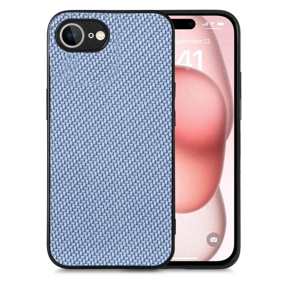 for iPhone 16e Case, Carbon Fiber Leather Slim Protective Cover, Full Protection Strong Impact Resistance Smartphone Protection for iPhone 16e, Blue