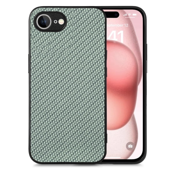 for iPhone 16e Case, Carbon Fiber Leather Slim Protective Cover, Full Protection Strong Impact Resistance Smartphone Protection for iPhone 16e, Green
