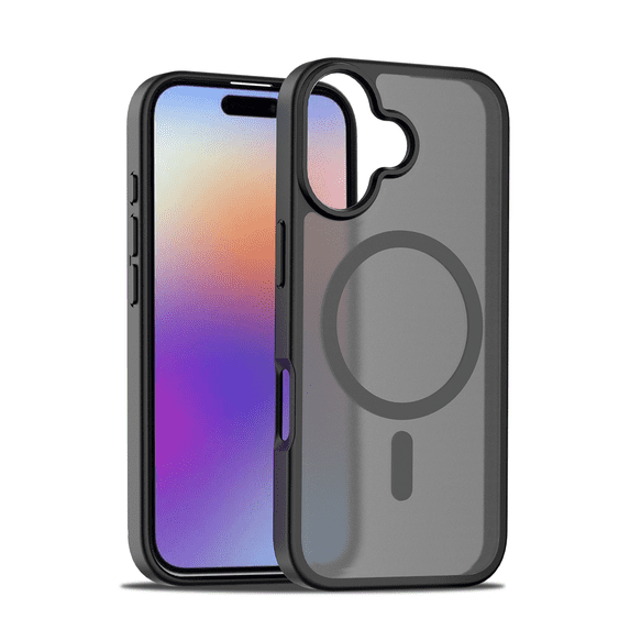 for iPhone 17 Case, Compatible with MagSafe, Translucent Matte Shockproof Anti-Slip Anti-Fingerprint Pocket-Friendly Phone Case Cover - Black