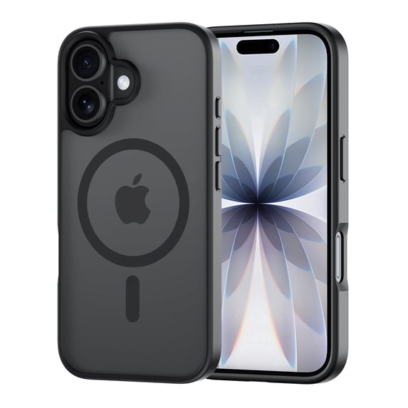 Compatible for iPhone 17 Case, with Magnetic, Translucent Matte Shockproof Anti-Slip Anti-Fingerprint Pocket-Friendly Phone Case Cover - Normal Black
