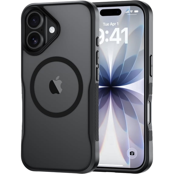 Compatible for iPhone 17 Case, with Magnetic, Translucent Matte Shockproof Anti-Slip Anti-Fingerprint Pocket-Friendly Phone Case Cover - Black