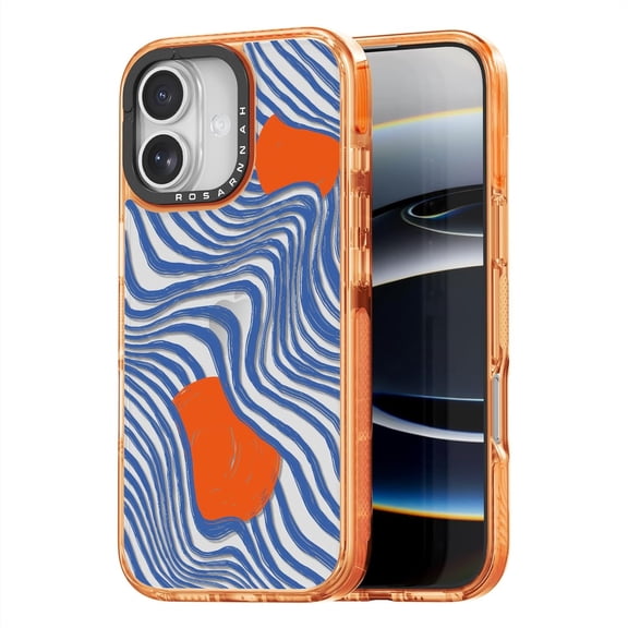 for iPhone 17 Case Cute - Military-Grade 6.6 ft Drop Protection Shockproof Phone Case - Solar Wave Sunset Design (6.3') Cosmic Orange