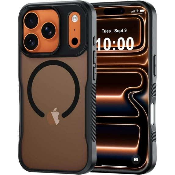 Compatible for iPhone 17 Pro Case, with Magnetic, Translucent Matte Shockproof Anti-Slip Anti-Fingerprint Pocket-Friendly Phone Case Cover - Black