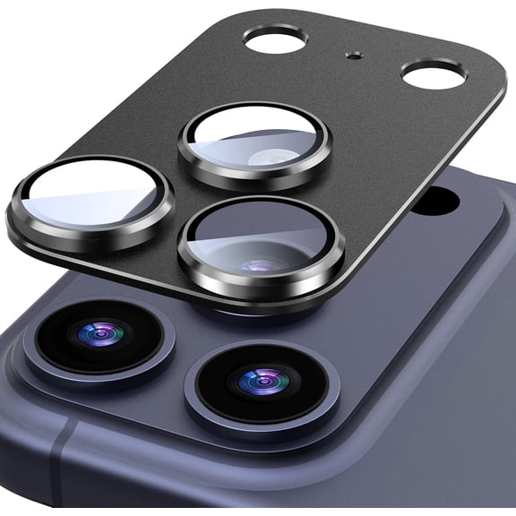 for iPhone 17 Pro Max Camera Lens Protector, [All-in-one Frosted] [Strong-Adhesion] Metal Frame Tempered Glass Camera Lens Cover-Dark Blue