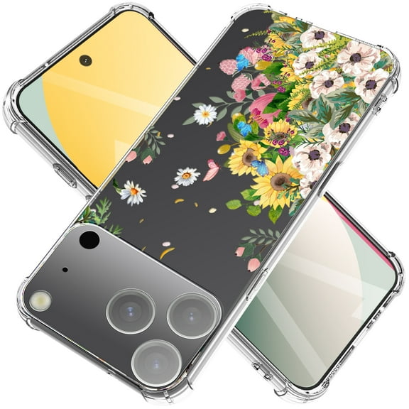 for iPhone 17 Pro Max Case 6.9", [10FT Military Grade Drop Test] Flowers Planet Soft Slim TPU Protective Shockproof Phone Case Cover(Flowers Sea)