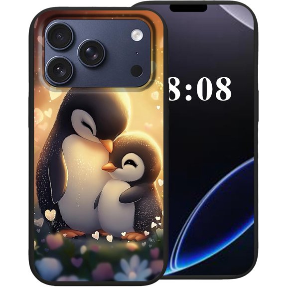 for iPhone 17 Pro Max Case,Black TPU Soft Silicone Shockproof Protection Cover Phone Case for iPhone 17 Pro Max 6.9"，Cute Penguin