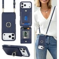 thumbnail image 1 of for iPhone 17 Pro Max Case with Card Holder and Strap for Women,Crossbody Lanyard,Ring Stand,Snap Clasp,Cute Phone Wallet Cases 6.9 inch (Dark Blue), 1 of 16