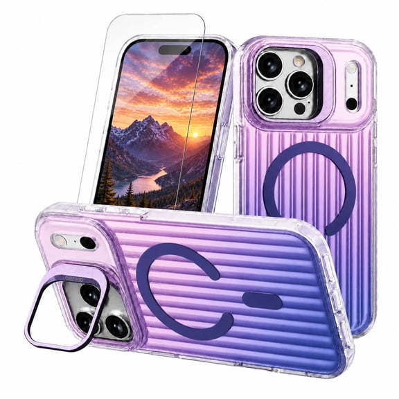 for iPhone 17 Pro Max Case with Stash Stand, Compatible with Magsafe, Military-Grade Drop Protection for iPhone 17 Pro Max Gradient Case