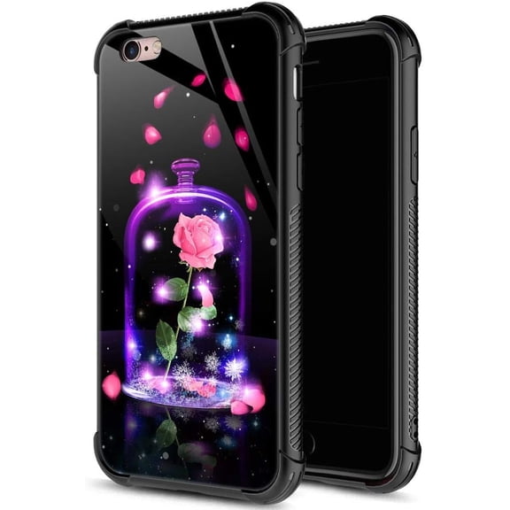 for iPhone 6 Plus Case, Military-Grade Protection, All-Around Shockproof Corners, Anti-Scratch Phone Case for iPhone 6 Plus, Rose Vase
