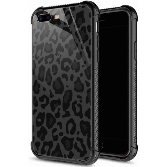 for iPhone 7/8 Plus Case, Military-Grade Protection, All-Around Shockproof Corners, Anti-Scratch Phone Case for iPhone 7/8 Plus, Black Grey Leopard