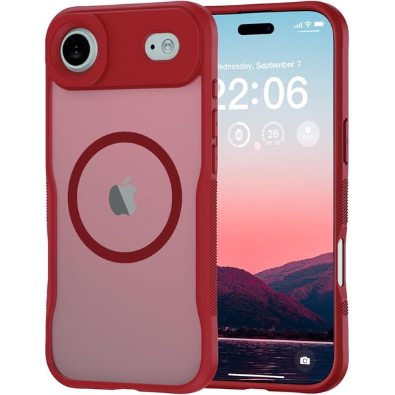 for iPhone Air Case, Compatible with MagSafe, Translucent Matte Shockproof Anti-Slip Anti-Fingerprint Pocket-Friendly Phone Case Cover - Red