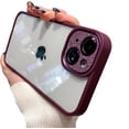 thumbnail image 1 of for iPhone Case,2 in 1 Matte Slicone Frame with Gamera Glitter Diamend Metal Lens + Buttons Clear Soft Shockproof Phone Case (Red,iPhone 11), 1 of 5