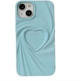 thumbnail image 1 of for iPhone Case,3D Love Heart Matte Wave Fold Bumper Camera Lens Protection Soft Shockproof Phone Case (Blue,iPhone 13 Pro), 1 of 6