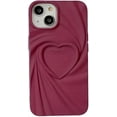 thumbnail image 1 of for iPhone Case,3D Love Heart Matte Wave Fold Bumper Camera Lens Protection Soft Shockproof Phone Case (Red,iPhone 15), 1 of 6