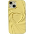 thumbnail image 1 of for iPhone Case,3D Love Heart Matte Wave Fold Bumper Camera Lens Protection Soft Shockproof Phone Case (Yellow,iPhone 13), 1 of 6