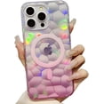 thumbnail image 1 of for iPhone Case,[Compatible with MagSafe] Clear Blu-ray Gradient Rhombus Bumper Camera Lens Protection Soft Shockproof Phone Case (Pink,iPhone 13), 1 of 5